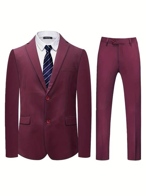 mens two piece suit consisting of a coat and trousers high end solid color formal business attire suitable for weddings performances and parties