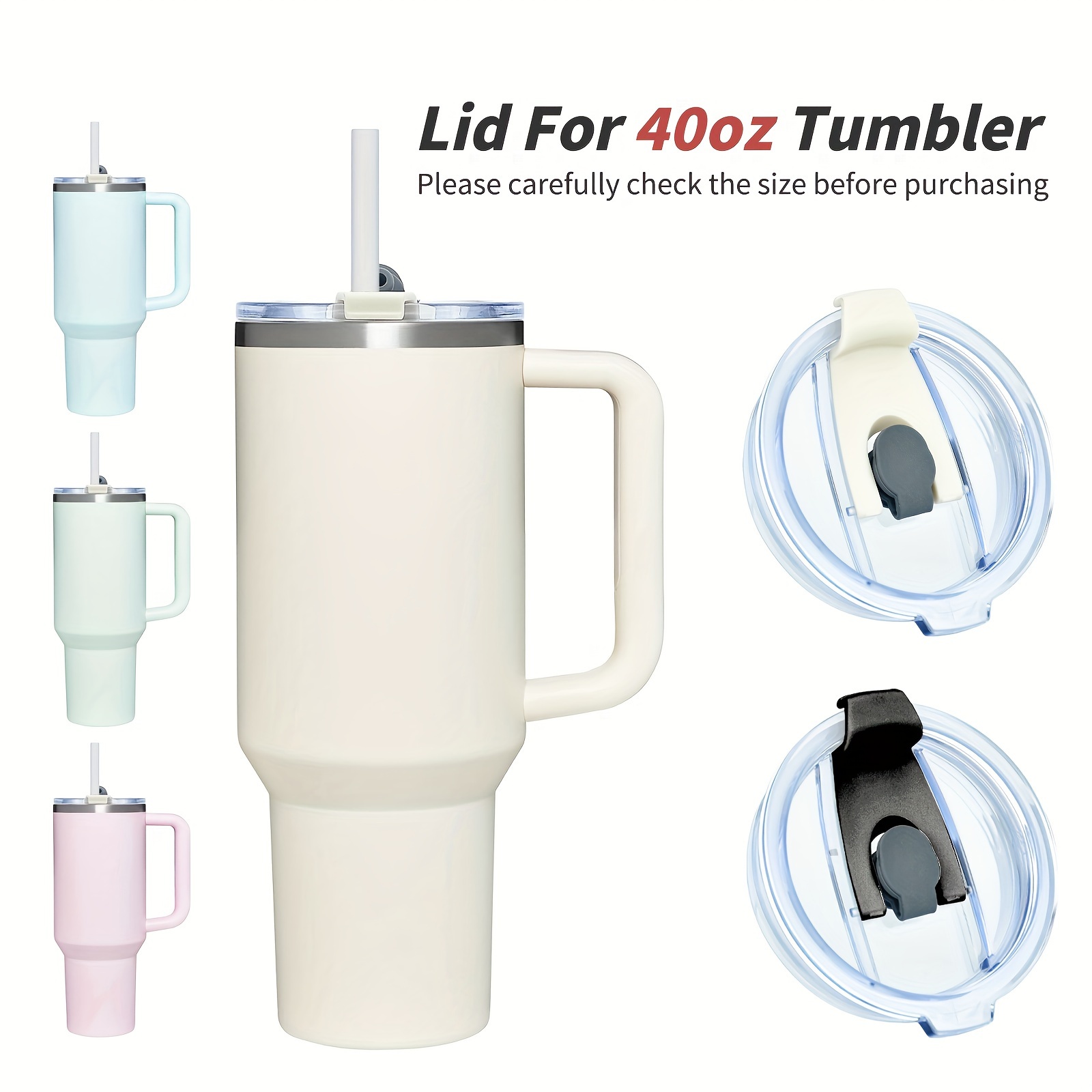 

Watersy Aeyeele Leakproof Tumbler Lids For 40oz Cups - 1pc/2pcs Set, Reusable, Easy-clean, Fits 40oz Quencher & Iceberg Cups, Ideal For Mother's Day/father's Day Gift