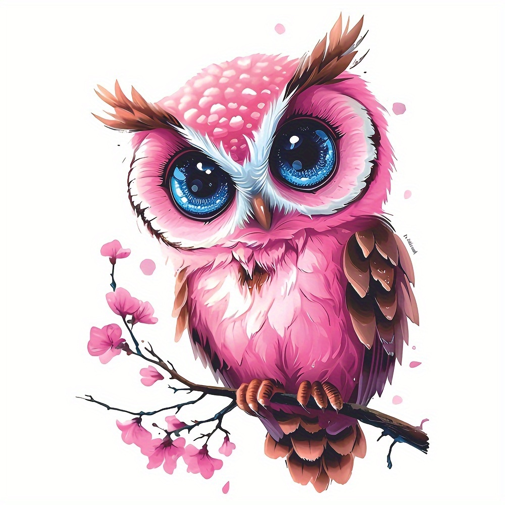 2pcs Cartoon Owl Print Heat Transfer Sticker Decoration T Shirt