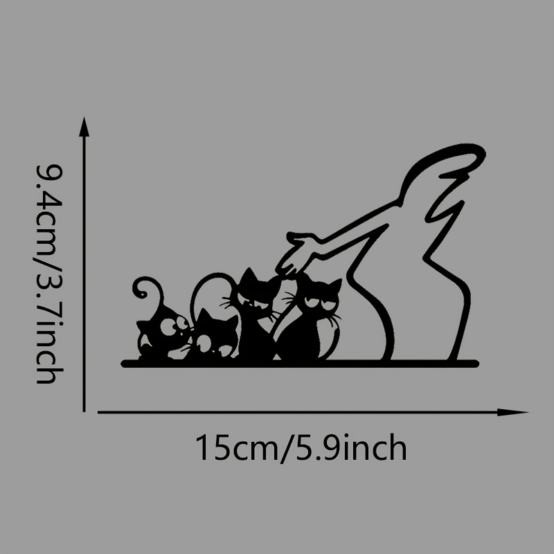 Line Figure With 4 Cats Stickers For Mugs, Laptops, Refrigerators, Cars, And Glass Windows