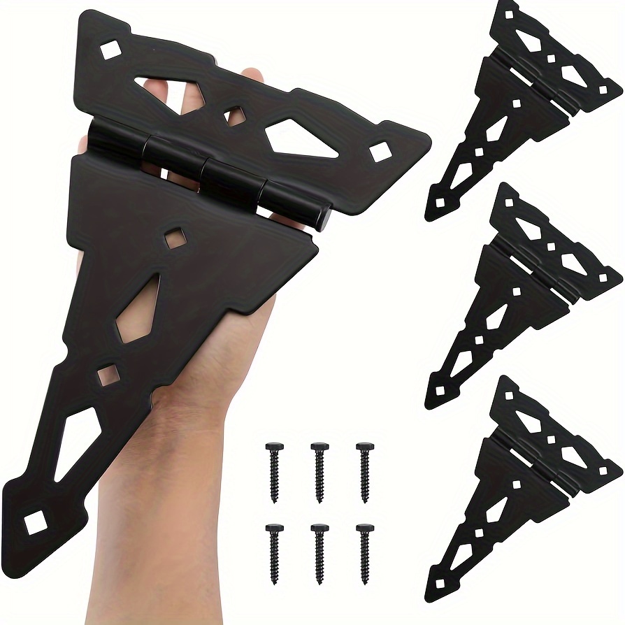 TEMU 4pcs Heavy Duty 8" Black T Hinges With Screws - Sheds, Storage Gates & Barns 17592923822467