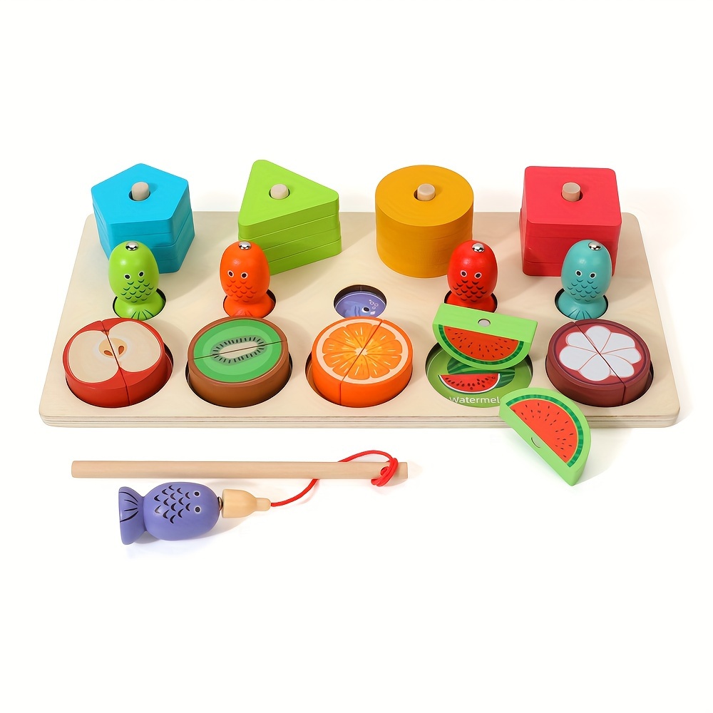 CozyBomB Magnetic Wooden Fishing Game Toy for Toddlers