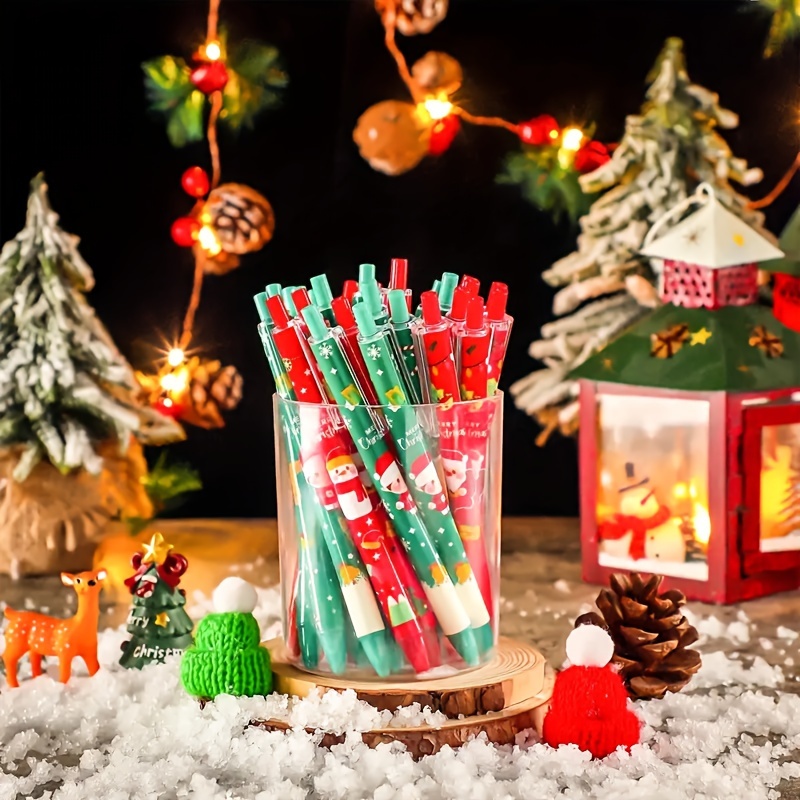 

10 Christmas Ballpoint Pens - Retractable, Christmas Tree And Santa Pattern, Suitable For Office Supplies And Christmas Gifts (two And 4 )