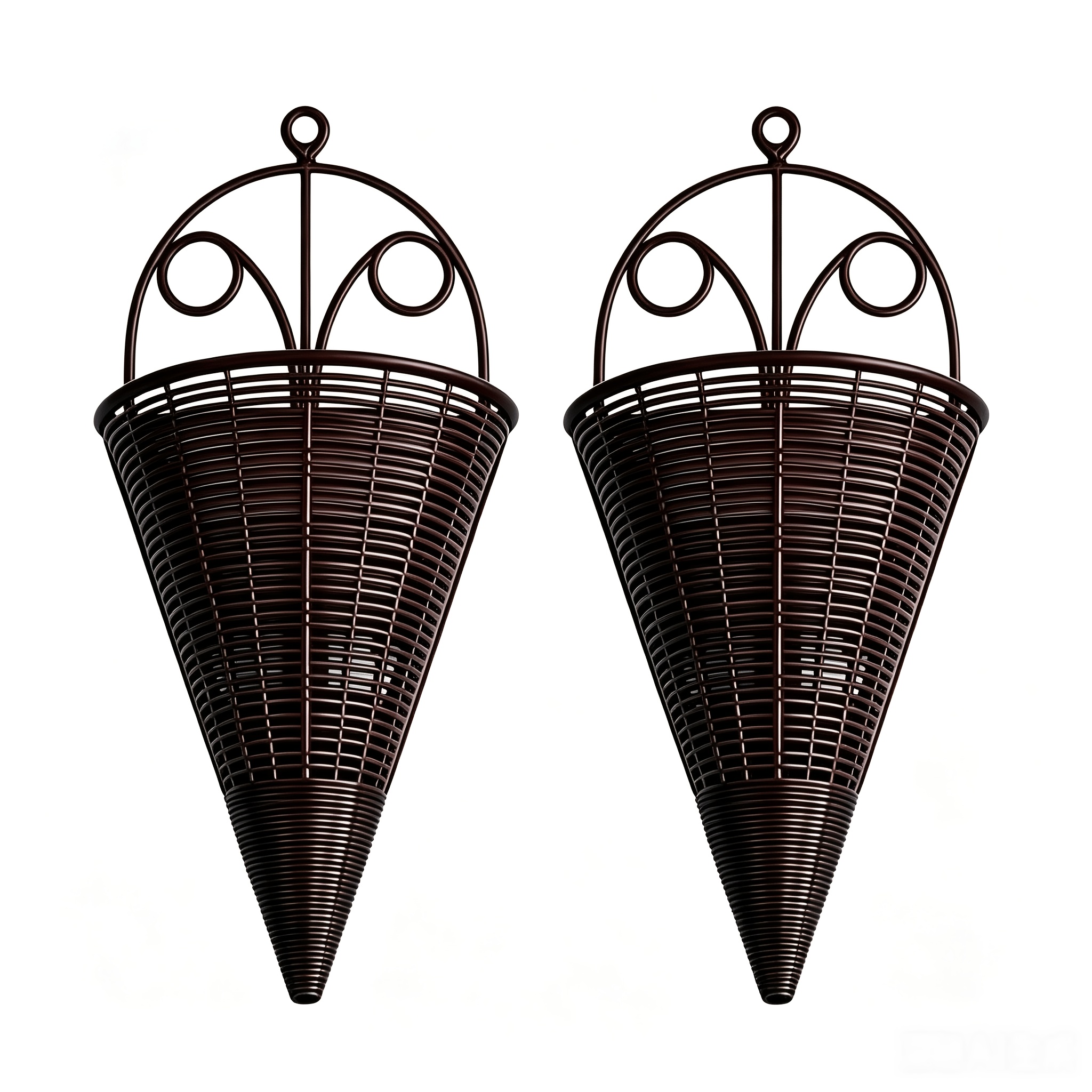 TEMU Lot de 2 paniers à fleurs et supports de plantes muraux rétro en plastique - Jardinière conique effilée pour intérieur/extérieur, étagère légère
