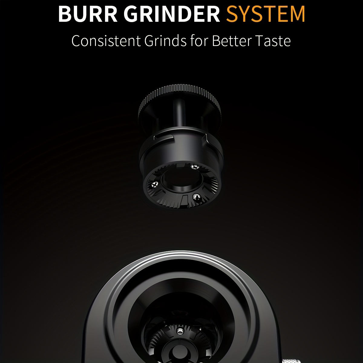 Electric Coffee Grinder With Adjustable Burrs, 16 Precise Grinder Settings For 2-14 Cups, Black.