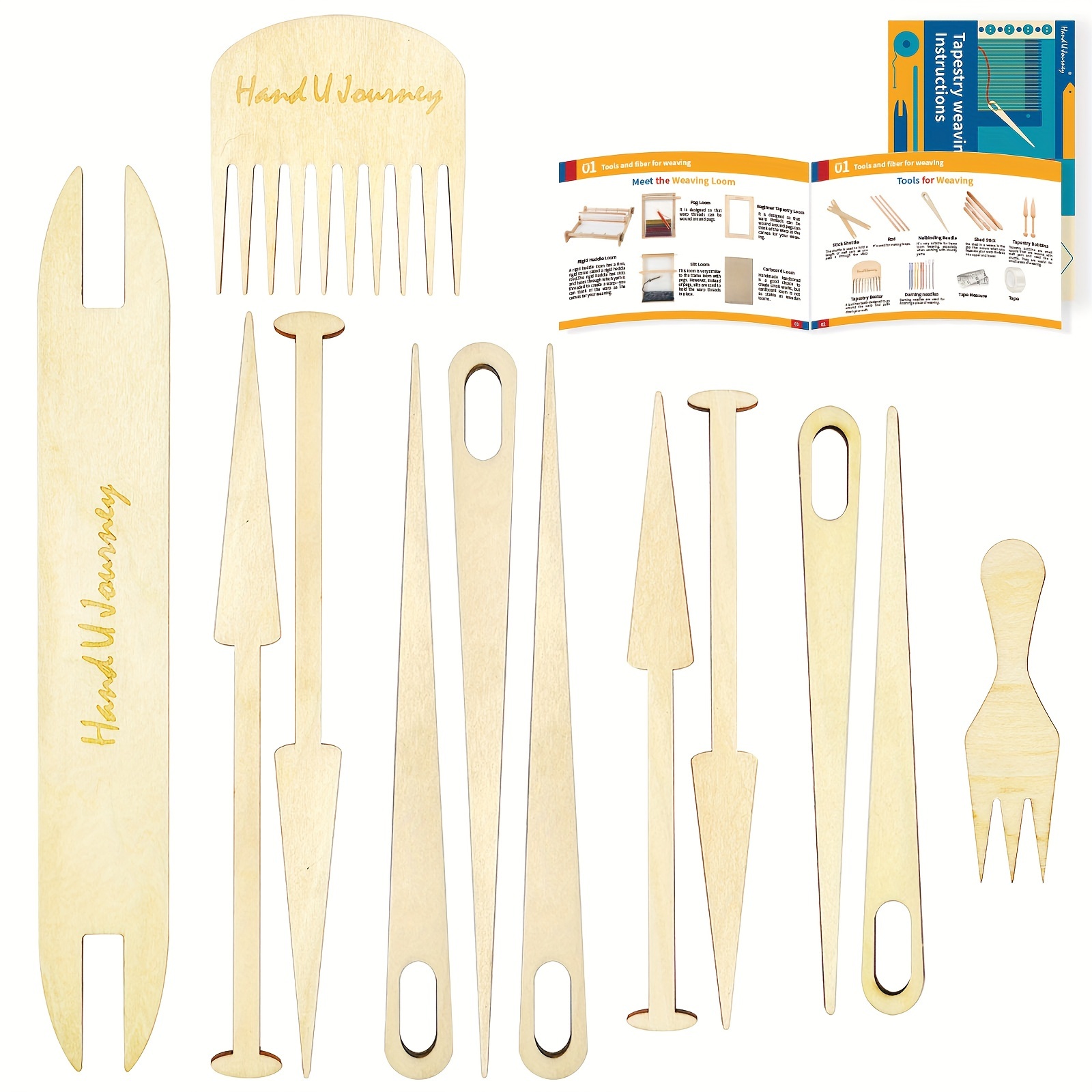 

[top-] 12pcs Weaving Kit 14- Manual - Includes Knitting , Wooden , Weaving & Combs For Diy Crafts And