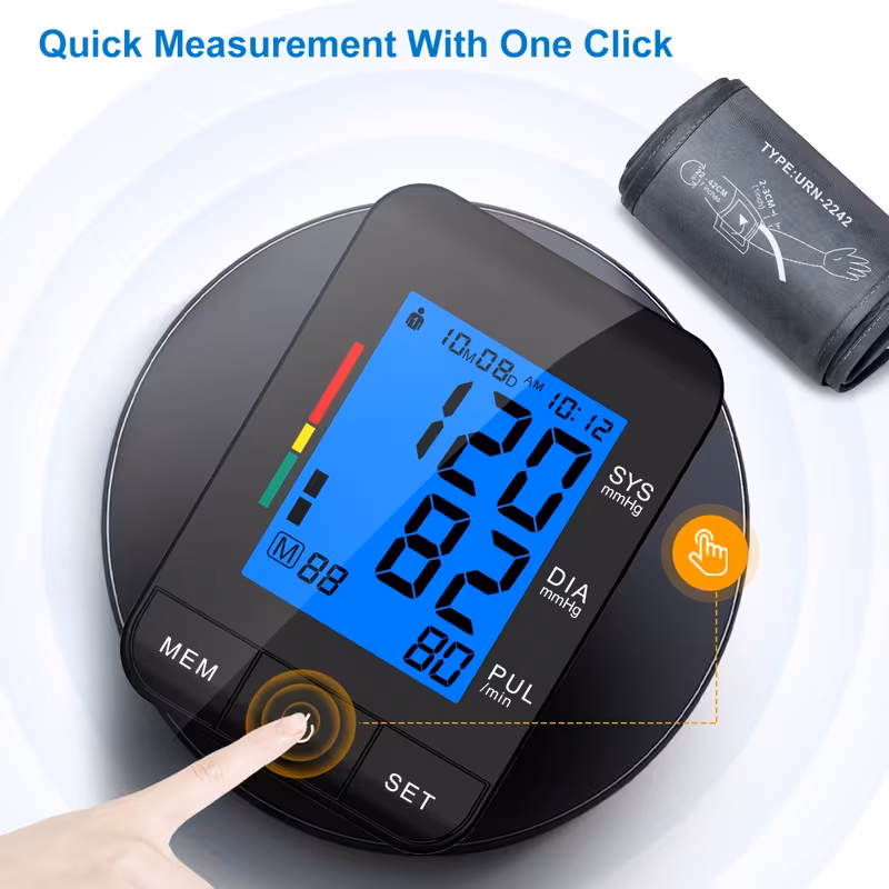 home blood pressure monitor 9 17 oversized upper arm blood pressure cuff lcd large display fully automated digital sphygmomanometer with usb cable without battery Product details 1