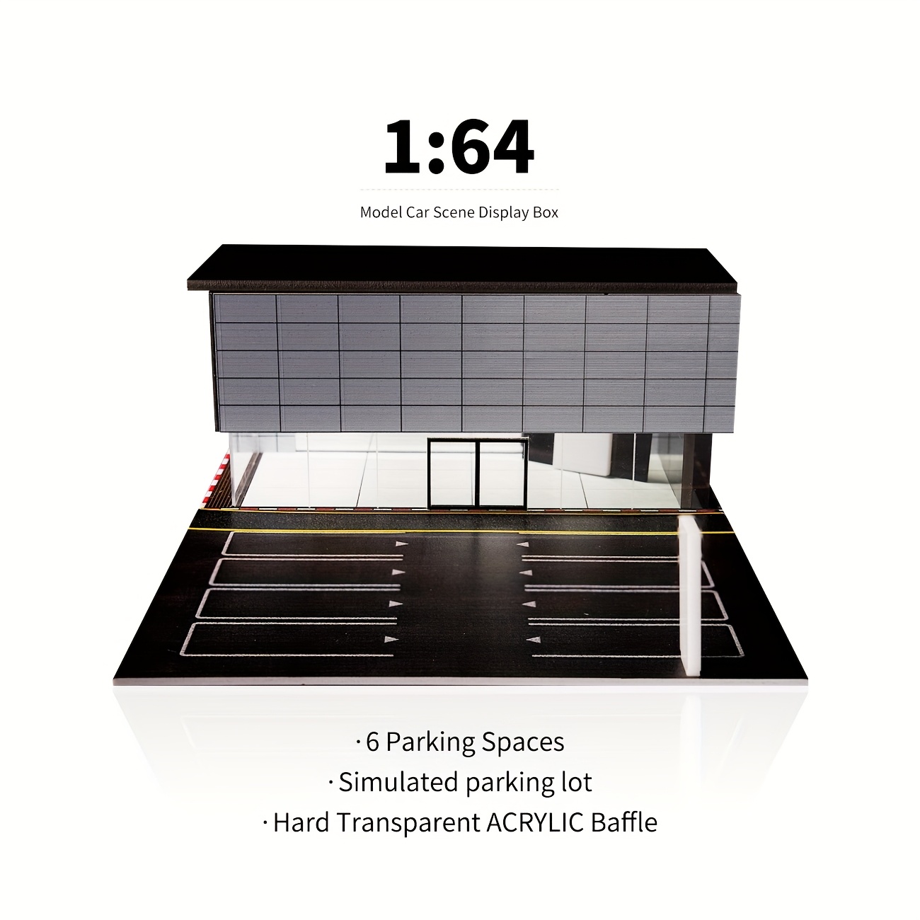 TEMU Scale Diecast Car Display Case With Led Lights, Dual Scene Acrylic Diorama Box With Street And Grass Background, Garage Showcase For 8 Model