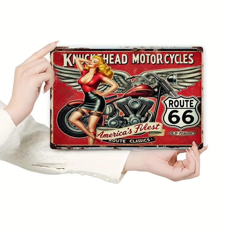 ☆ROUTE66 GARAGE type36 LB Ver Vintage Motorcycle Route 66 Metal Sign - Classic Garage Tin