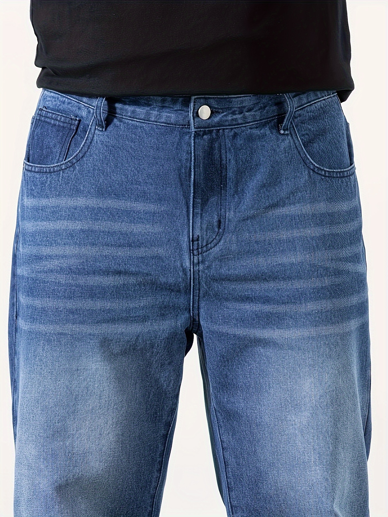 Pantalones Vaqueros Lisos Talla Hombre Pantalones - Temu