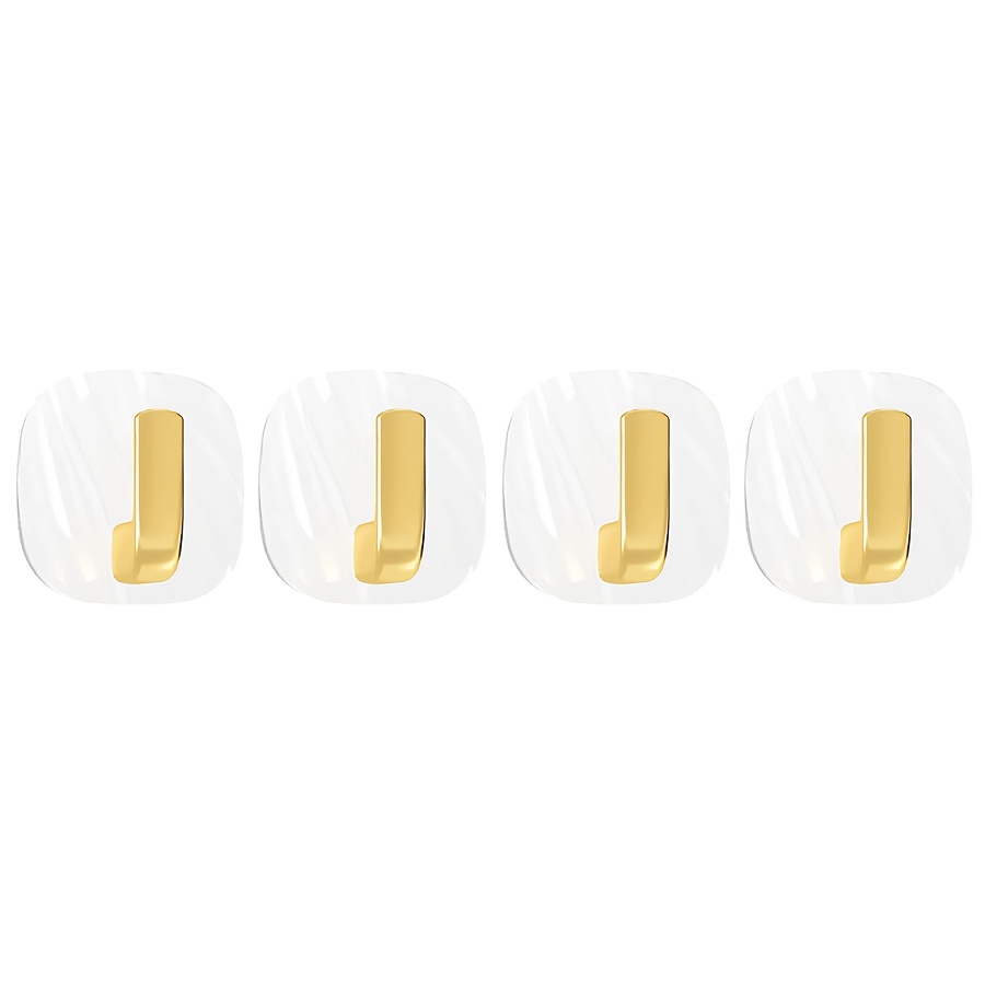 4pcs Luxurious Hook With Self-adhesive Function, To Drill Holes. Used To Hang Clothes On Hangers, Walls, Kitchens, Bedrooms, Or Doors.