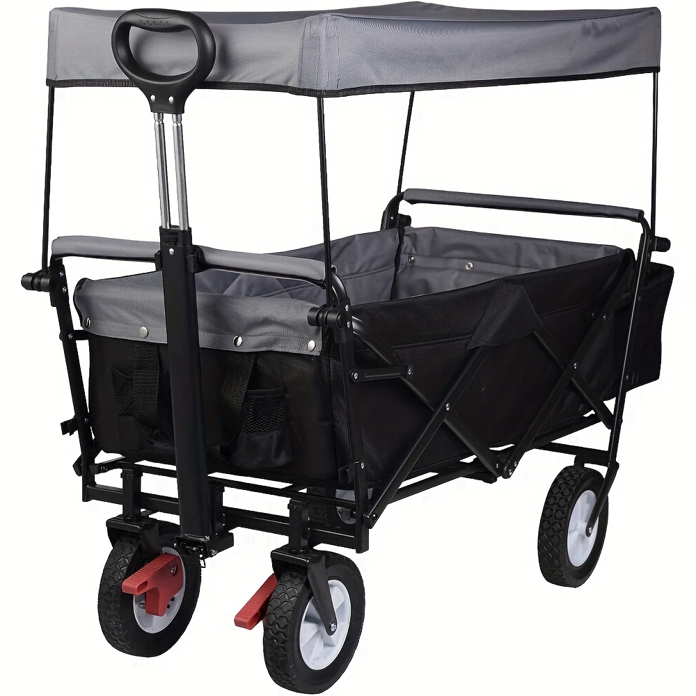 TEMU 1 , Plegable, de Jardín con Toldo, Ruedas con Frenos, Protección Solar, Plegable, Resistente, Ideal para Jardín y Camping, Capacidad de Carga 80