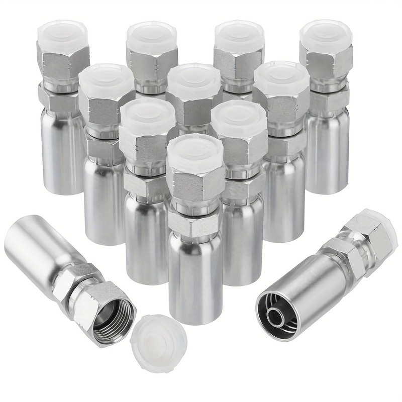 TEMU 12 Pack 3/8" Hydraulic Hose Fittings, 3/8" I.d. Hose X 1/2" Jic 37° Female With Protection Cover Hydraulic Hose End Swivel Crimp Fitting Kits