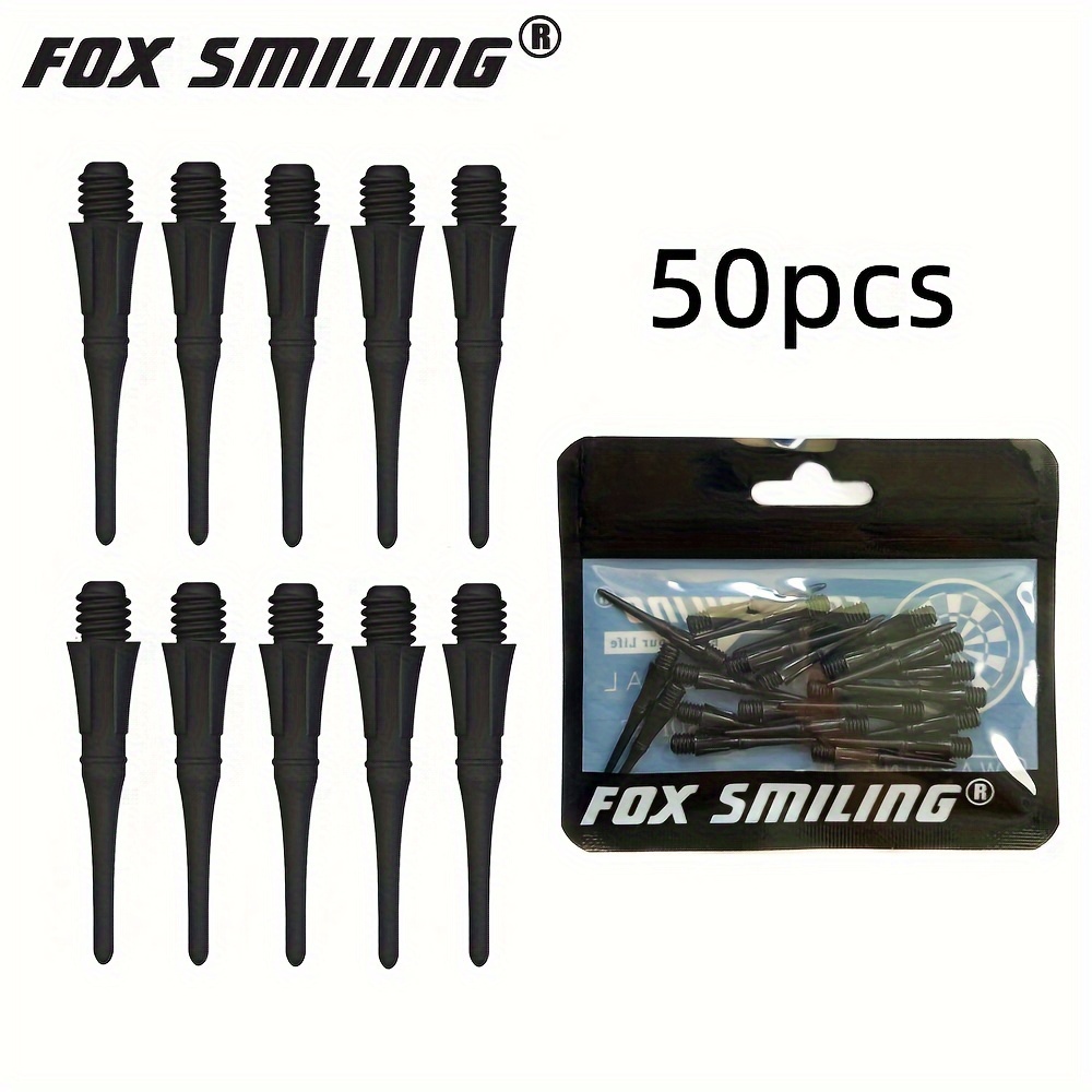 

Fox Smiling 50pcs Soft Dart Tips, Safety For Electronic Dartboards, 6 Colors, Pe Material, Fits Most Arrows - 25mm Length, Electronic Safety Tips