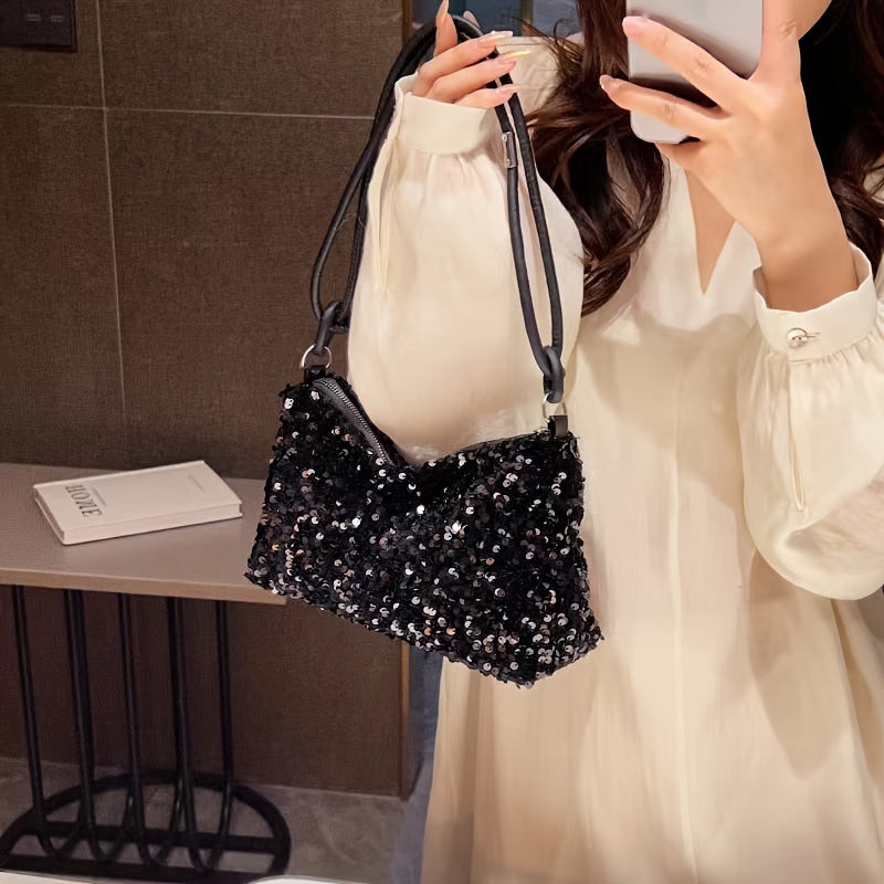 shining sequin underarm bag elegant evening bag sparkly shoulder bag for women details 3