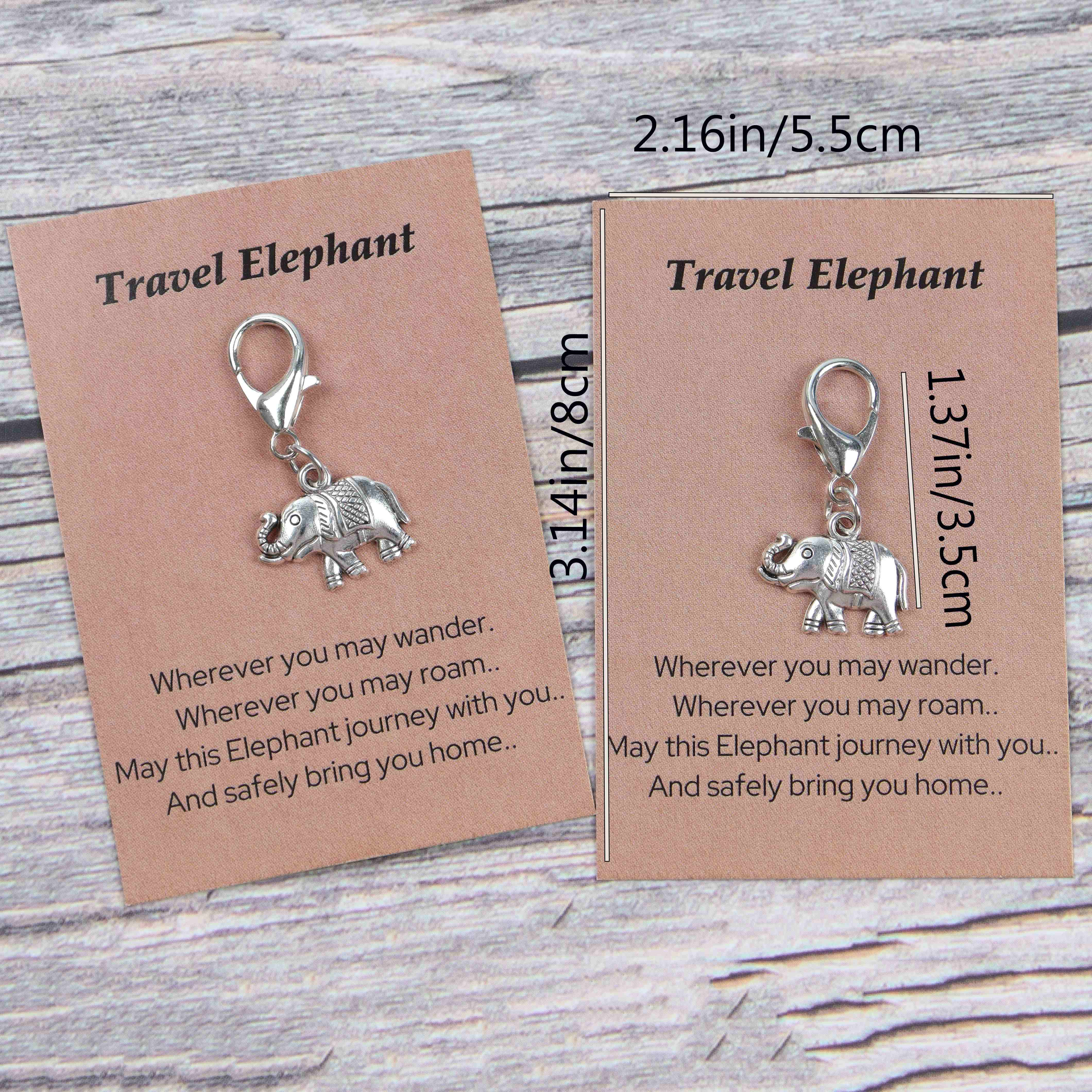 1pc/2pcs 'traveling Elephant' Gas Card Mini Elephant Keychain Charm Gift Graduation Season Gift Birthday Gift
