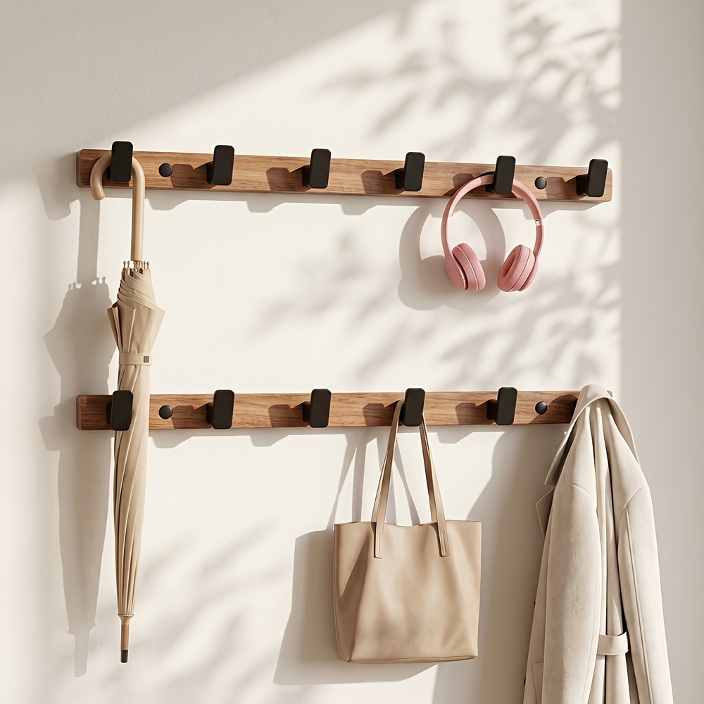wooden hook clothes hook entrance door back coat rack wall mounted bag umbrella key hook perforated