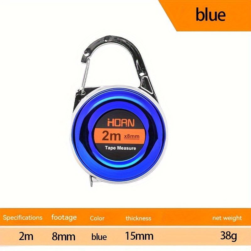 Image of Compact 2m Steel Tape Measure With Keychain - Durable, Mini Ruler In Red/green/blue/golden - Ideal For Diy, Office & Woodworking Projects