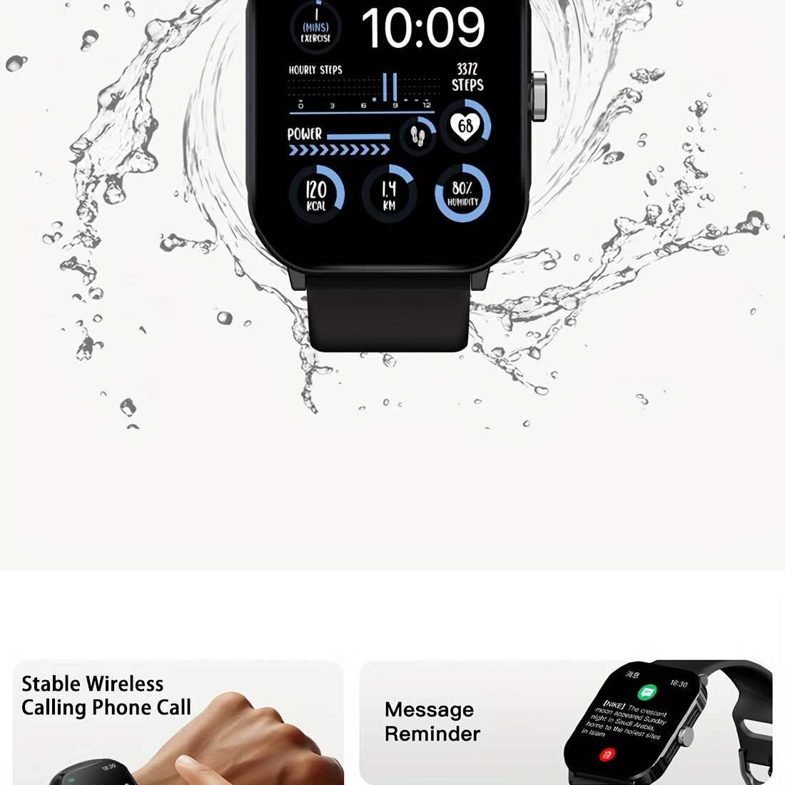 ساعة EqiEch الذكية للرجال والنساء، ساعة لياقة بدنية 5.33 سم، (الرد/إجراء مكالمة)، أوضاع تمرين متعددة، مقاومة للماء IP68، مكالمة لاسلكية، سوار ذكي بشاشة لمس، جهاز تعقب اللياقة البدنية، سوار مراقبة الصحة | ملابس عصرية يمكن ارتداؤها | ساعة بحزام سيليكون