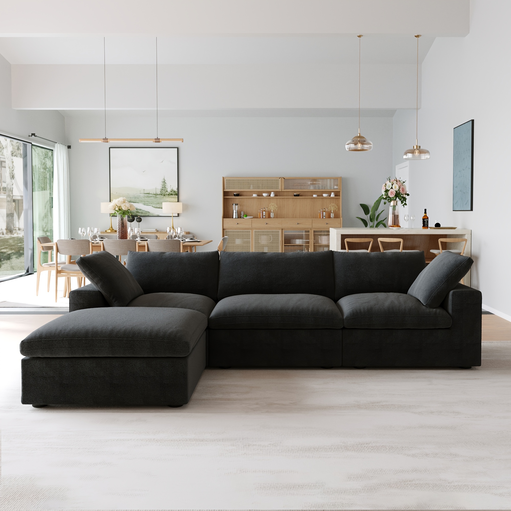 sectional sofa with storage ottoman 118 02 l shaped couch for living room down filled convertible couch deep seat for office apartment covers washable replaceable Product details 0
