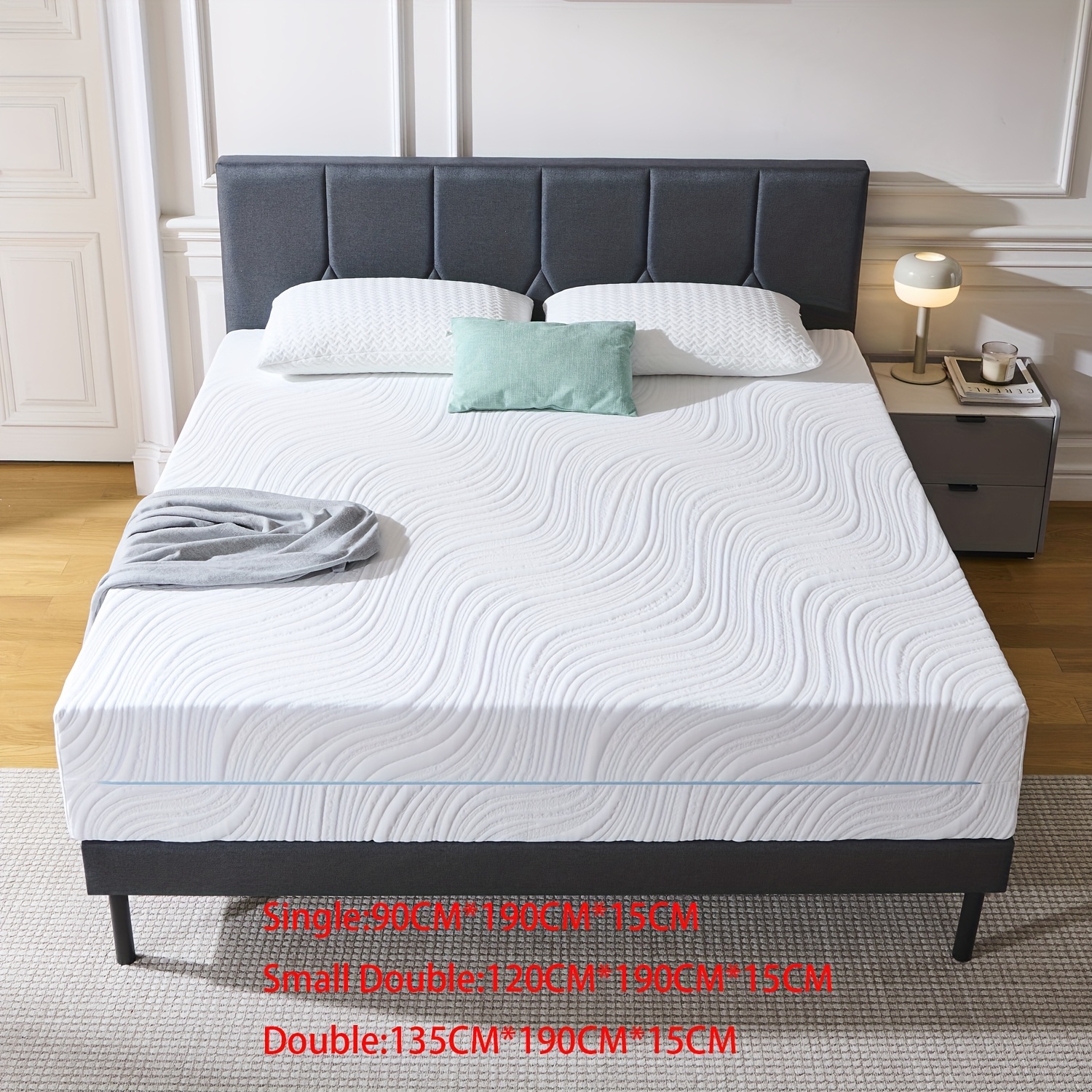 15/18/20cm Double Mattress, Memory Foam Mattress - Soft Comfortable Fabric Medium Softness For Optimal Body Support & Comfortable Sleep In Single, Small Double, Double Sizes
