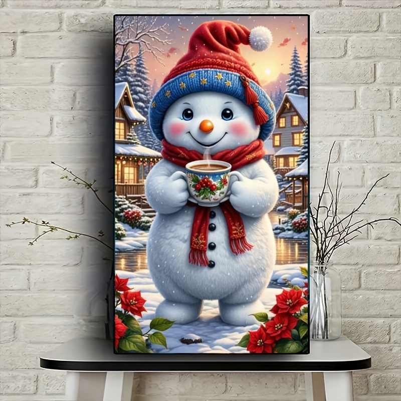 

Winter Snowman Diamond Painting Kit - Diy Art & Home Decor, Cartoon Theme With Round Diamonds On Canvas, Unique Gift Idea, 40x70cm