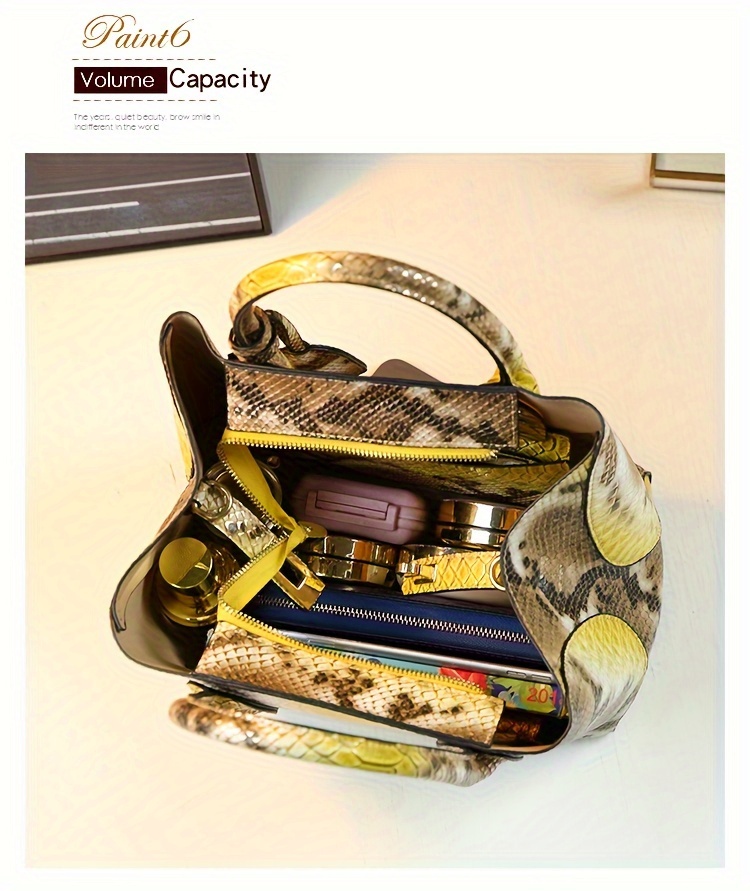 fashion top handle tote bag for women animal print pu with polyester lining zipper closure spacious business commuter handbag from guangzhou production area details 9