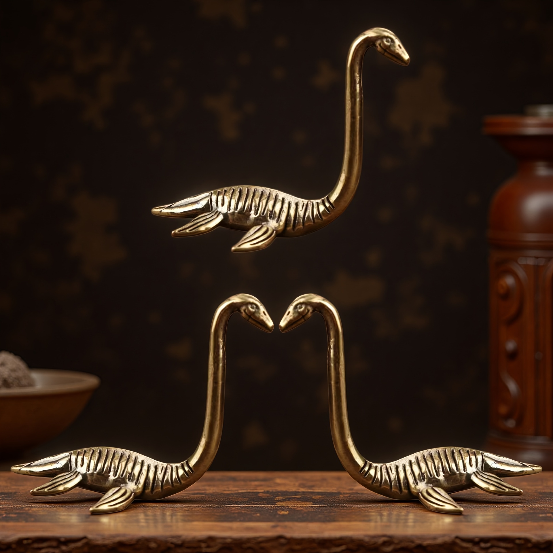 TEMU 3 Vintage Brass Monster Statue Ornaments, Desktop Decoration, Collectible Ornaments, Handmade Exquisite Sculptures, Unique Mysterious Creature