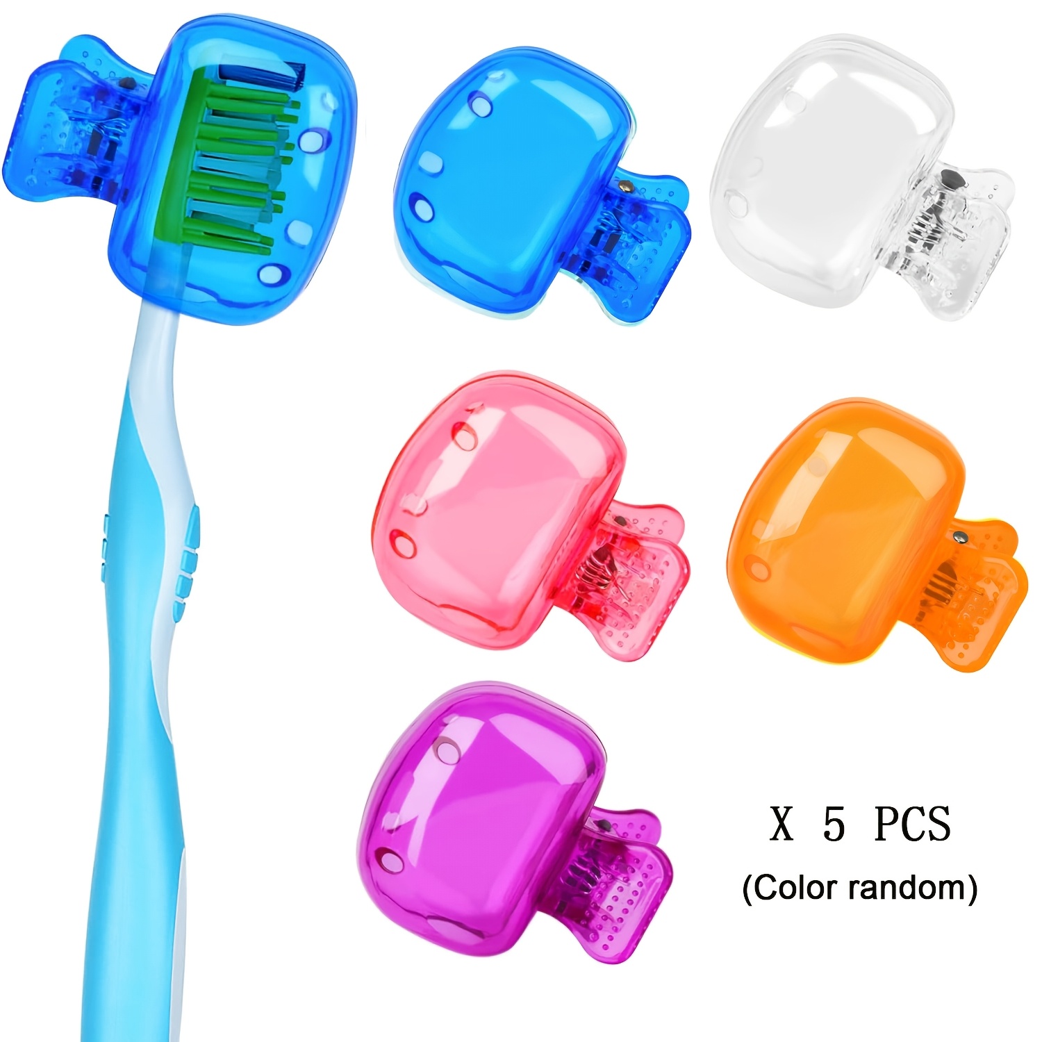 

5pcs Toothbrush Head Cover Cap Toothbrush Coverings Clips Portable Toothbrush Protector Toothbrush Storage Head Cover For Bathroom Toothbrush Case(color Random)