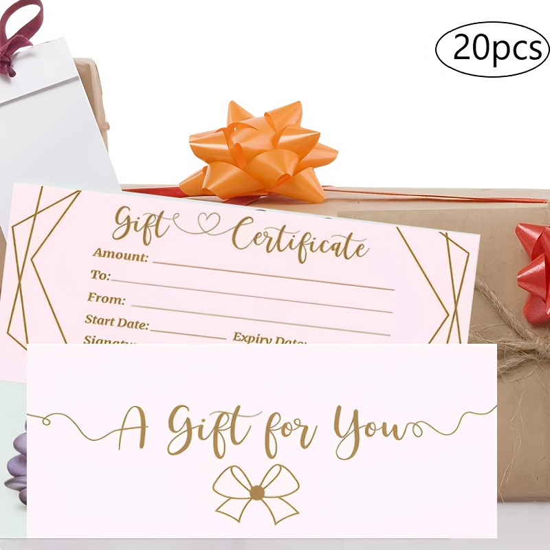 TEMU 20pcs Pink Blank Business Gift Cards, Suitable For Salon, Restaurant, Spa, Birthday Gift Cards
