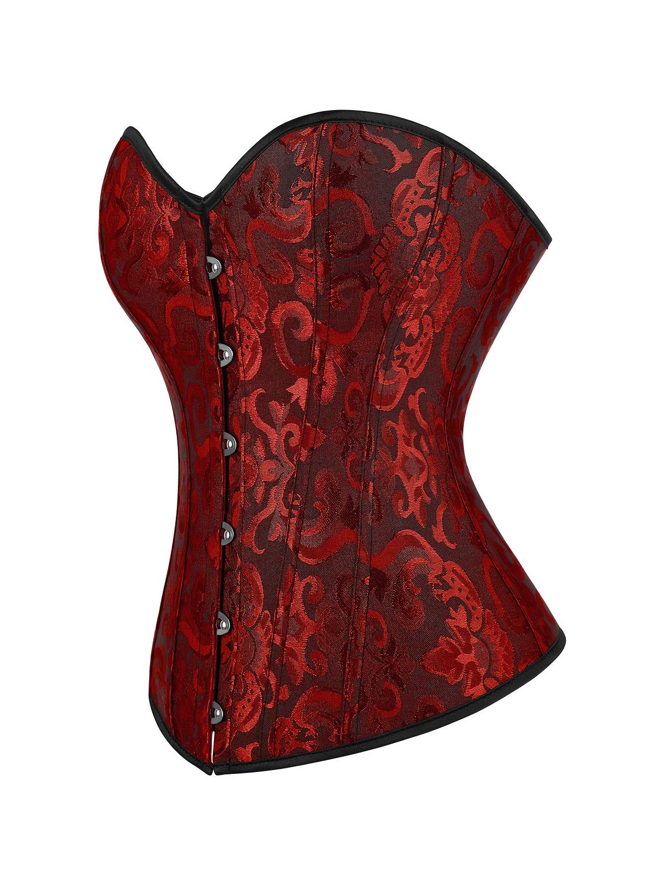White Lace-Up Corset Top - Strapless, Tummy Control, Slimming Fishbone Bustier with Floral Jacquard Design, Front Hook Closure for Women
