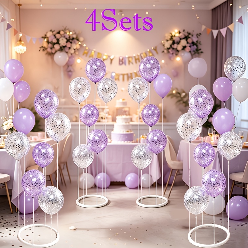 TEMU 4 Sets Round Balloon Decoration Stand Set, Balloon Additions, Easy To Assemble Round Balloon Display Rack, Suitable For Engagement Parties,