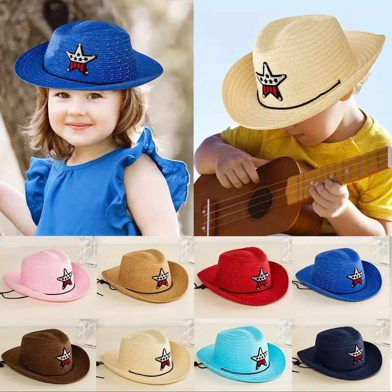 Sun Hat Western Cowboy Children s Uv Protection Elastic Wide - Temu