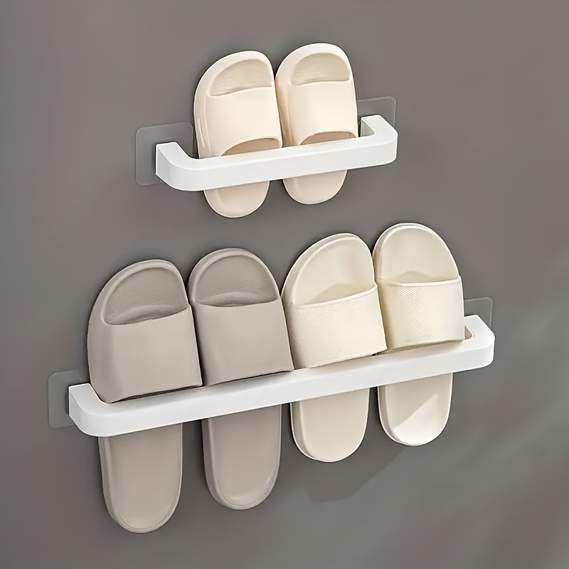 

Space-saving Wall-mounted Shoe Rack - Easy Install Plastic Organizer For Slippers & Shoes, Perfect For Bathroom, Bedroom, Home & Dorm