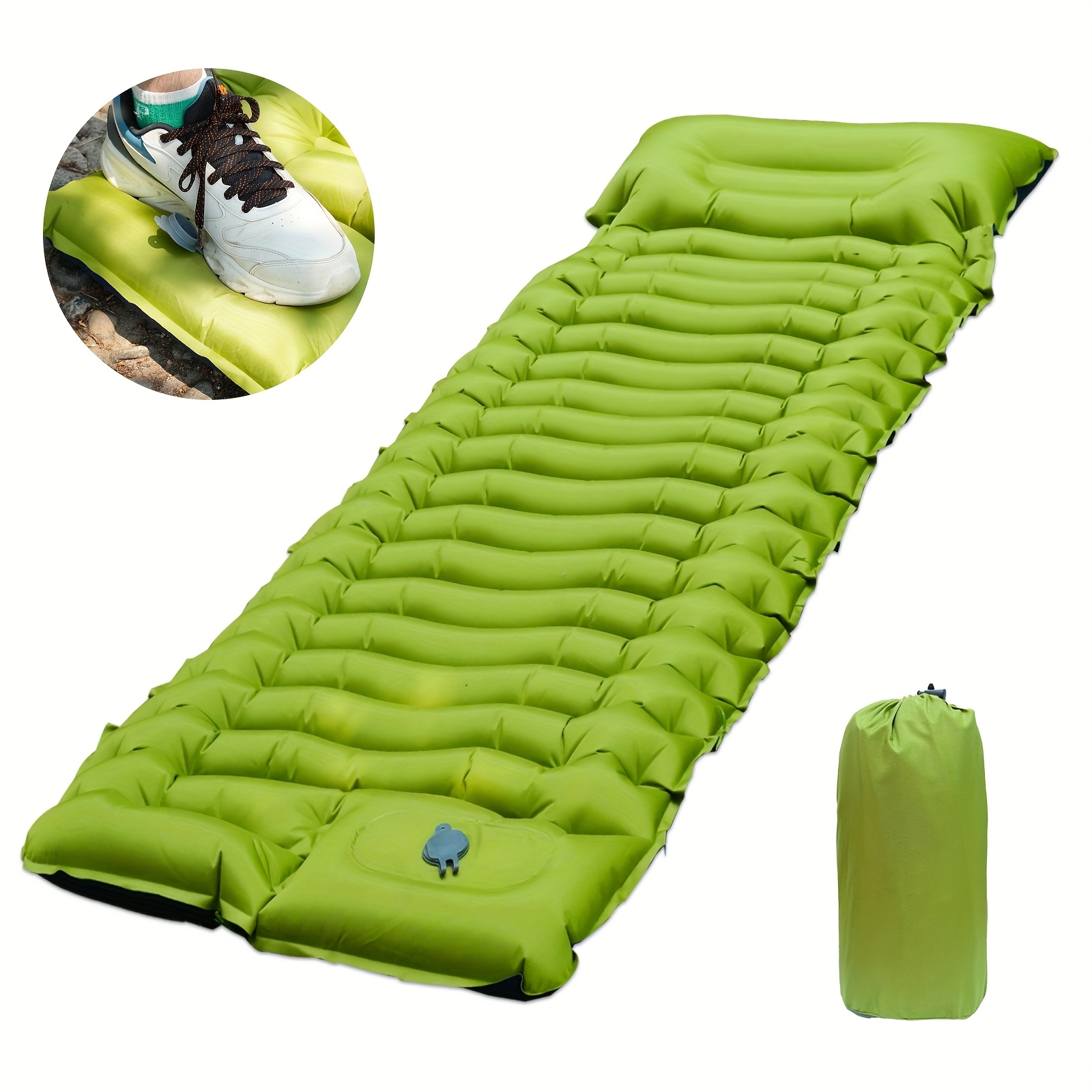 4 inch self inflating camping pad with built in   lightweight   durable tpu material   storage bag for backpacking hiking tent use sleeping pad for camping hiking gear rectangular sleeping pad selfinflating sleeping pad