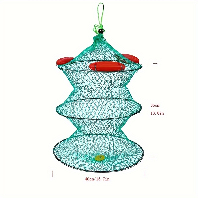 mecaponn Fishing Net, Fishing Net, Set of 2, Fish Basket, Nylon, Portable,  Automatic Fishing Net, Net Cage, Fish Net, Foldable, Lightweight, Compact