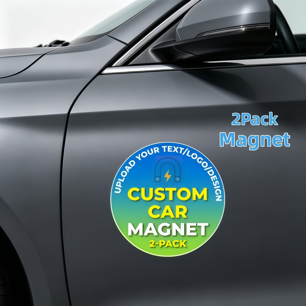TEMU 2pcs Custom Round Car Magnets, Customizable With Photos, Logos, And Text, Waterproof And Durable Magnetic Bumper Stickers, Suitable For Cars,