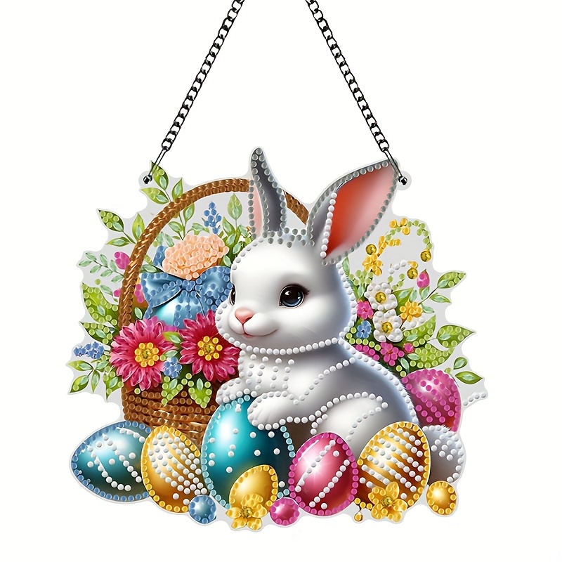 

1 Set Of Easter Bunny Diamond Painting Kit -5d Diy Round And Irregular Diamonds - Handmade Artworks For Home And Bedroom Decoration Pendants, Holiday Easter Surprise Gifts