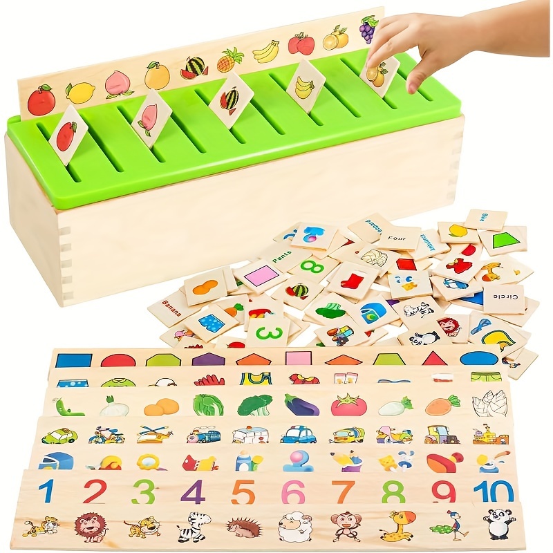 

Wooden Montessori Sorting Toy, Educational Early Learning Activities Box Games, Birthday Gift