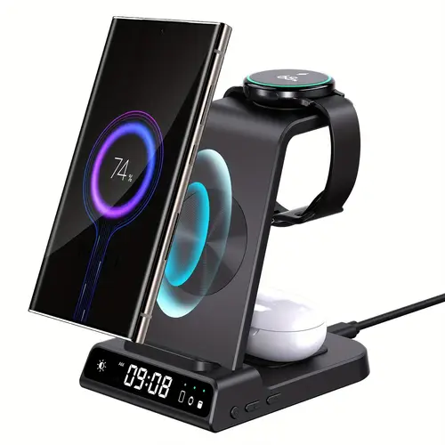 wireless charger for samsung charging station with clock 3in 1 android phone wireless charger for samsung phones earbuds watch