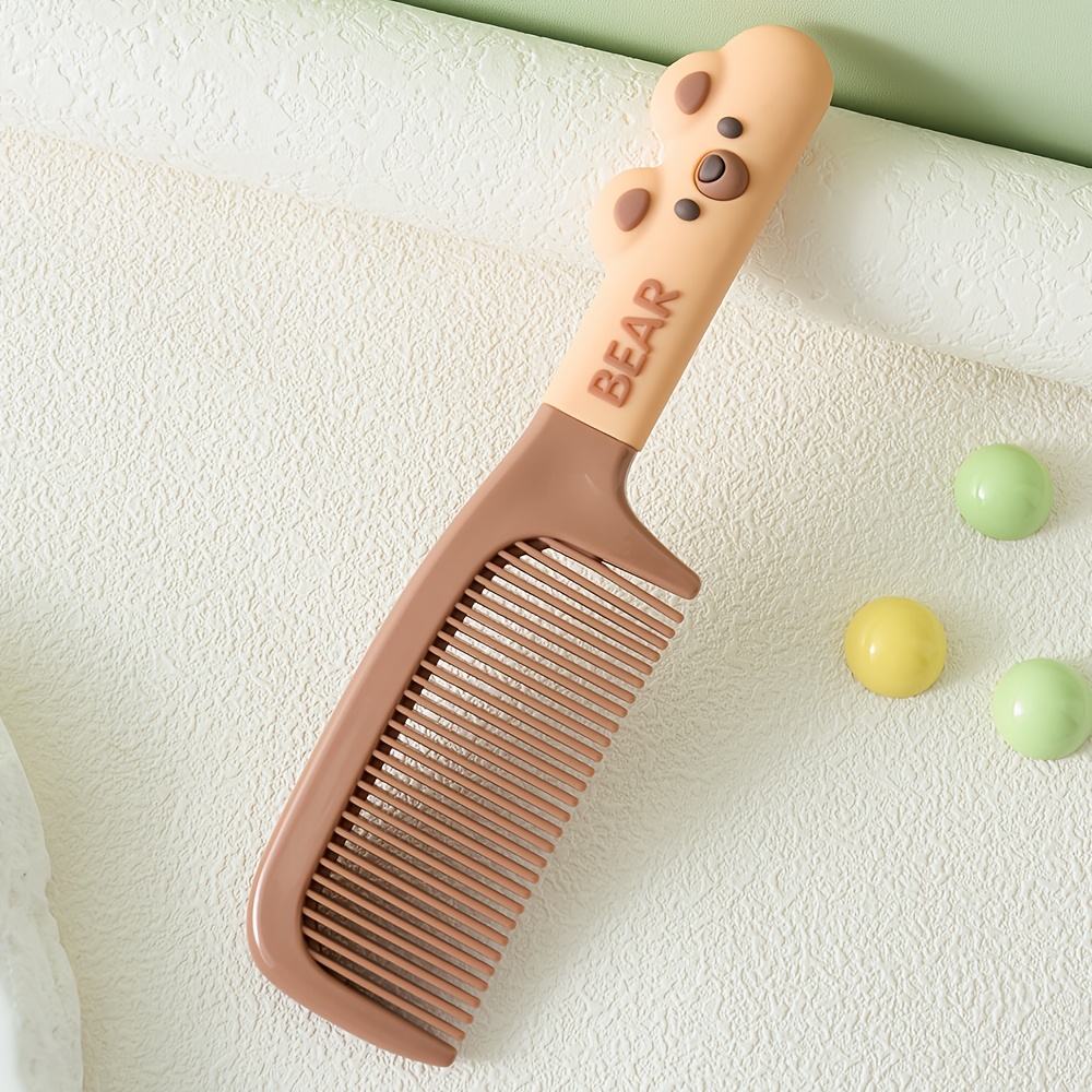 TEMU 1pc New Cute 3d Bear Portable Handle Comb Anti-static Hair-friendly No Smooth Hair Home Straightening Comb Birthday Teacher's Day Mother's Day