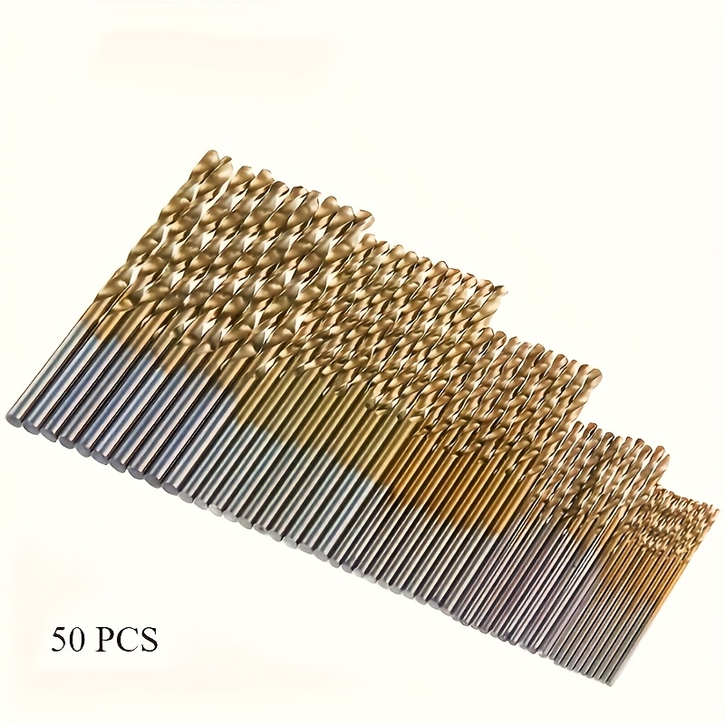 50pcs -coated Drill Bit Set - Suitable For Metals And Woods. 1 - 3 Mm, Round Shank With Spiral Design, Mixed Sizes, Durable Woodworking Drill Bit