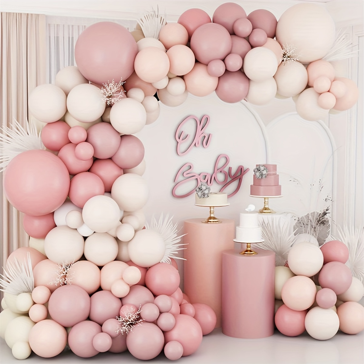 

134pcs Bohemian Grey Rose Sand White Balloon Garland Ivory White Macaroon Orange Balloon Arch Set, Mother's Day Valentine's Day Bohemian Birthday Wedding Bridal Shower Etc Shower Decoration