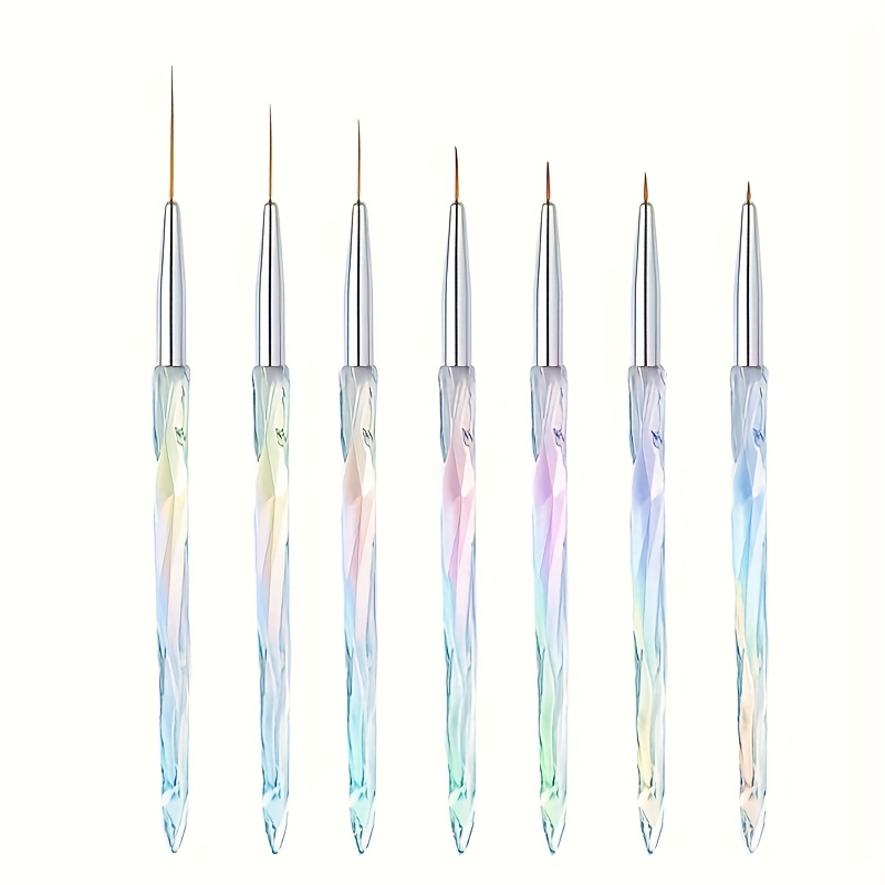 Image of 7pcs Nail Art Liner Brushes Set, Nail Art Design Brush Striping Thin Long Lines Dotting Drawing Pen, Gel Polish Painting Striper Brushes