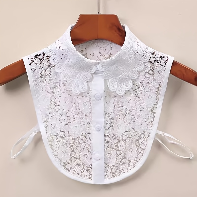 TEMU 1pc New Style Detachable Collar For, Versatile Detachable Collar For Spring, Autumn, And Winter, Lace Breathable Casual Shirt Collar, Lace Doll