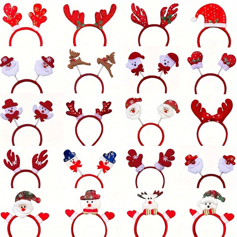 

12pcs Christmas Party Photo Booth Props Kit - Reindeer Antlers, Santa Hat & Snowman Designs | No-feather Holiday Headbands For Celebrations, Christmas & Halloween