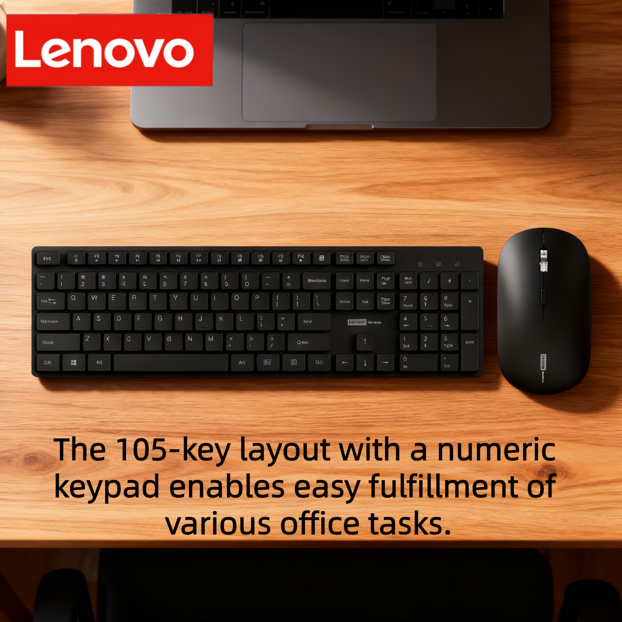 for Lenovo Wireless Keyboard and Mouse Set - Ultra-Thin Lightweight Portable 2.4G Wireless (Compatible with 3G/4G/5G) Plug & Play USB Receiver, Optical Tracking, Keyboards & Mice for PC, Laptop, Mac, iPad - Ideal for Home, Office