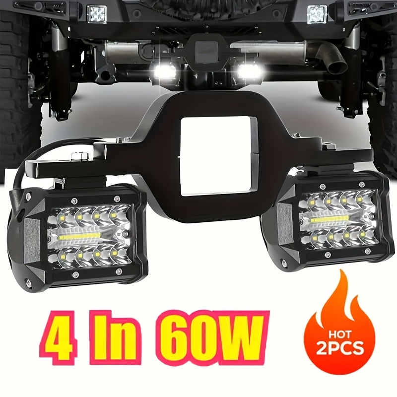 TEMU 2 4-inch Led Work Light Sets With 2-inch Towing Hook Mounting Brackets For Off-road Driving Light Strips, Suitable For Suvs//utvs/pickups/boats