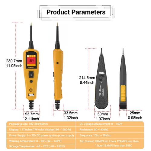 flutree p350 9 30v automotive circuit tester quickly locate short open circuits test relays batteries alternators probe p181 wire diagnose without disassembly or wire piercing universal repair tool for car truck boat rv