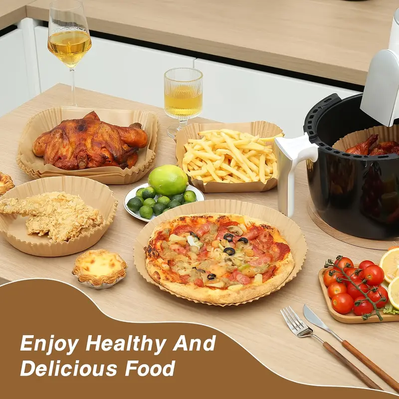 100pcs of air fryer paper disposable air fryer mat non stick disposable air fryer mat 8 inch unbleached baking paper suitable for 5 8 fryer microwave baking father gift Product details 3